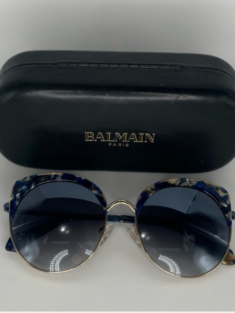 Balmain PARIS tortise Blue Cat Eye Sunglasses